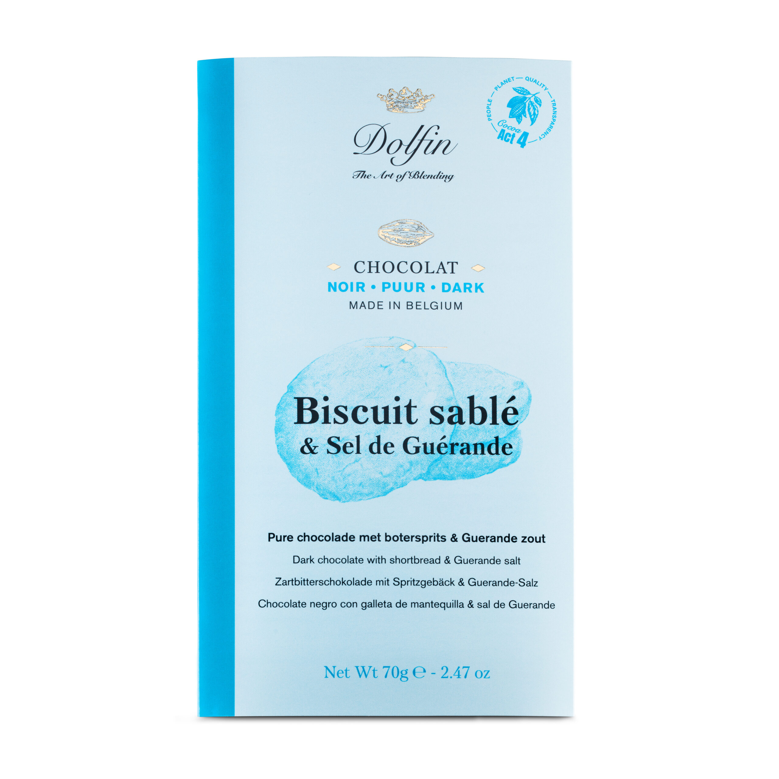 DOLFIN Belgian dark chocolate with shortbread and sea salt 70g